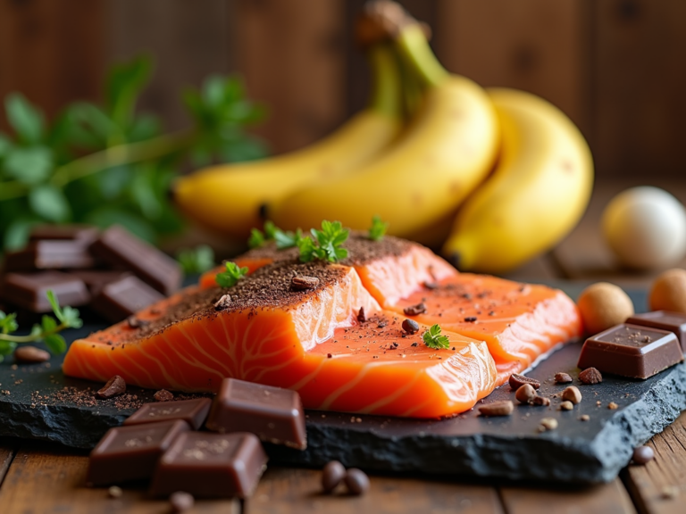 Продукты, которые поднимают настроение Вы когда-нибудь задумывались о том, почему в самые трудные дни вам так и тянет к шоколаду? Или почему бананы внезапно делают мир немного ярче? Существует наука, объясняющая эти явления, и, возможно, даже немного магии. Давайте погрузимся в изучение того, как некоторые продукты способны не только утолять голод, но и улучшать наше настроение. Шоколад - темный рыцарь настроения На нашем пути к пониманию «еды для души» мы первым делом встретили шоколад, причем не просто шоколад, а горький, настоящий герой среди сладостей. Его глубокий, насыщенный вкус завоевал сердца миллионов, но это не единственное его достоинство. Исследования показывают, что компоненты, содержащиеся в шоколаде, такие как флавоноиды и антиоксиданты, действуют как миниатюрные уборщики в нашем организме. Они улучшают кровообращение в мозге и повышают концентрацию. Чувствуете, как трудно сосредоточиться на работе? Возможно, чашка горячего шоколада могла бы оказать помощь. Но это еще не все. Употребление шоколада также дает нашему иммунитету необходимый заряд, что помогает нам справляться с сезонными болезнями и поддерживать здоровье в любое время года. Имея в своем составе вещества, такие как теобромин, железо и магний, шоколад не только поддерживает сердечно-сосудистую систему, но и добавляет энергии. Он может улучшить настроение, даже когда все вокруг кажется серым и скучным. А когда нервы на пределе, вот тут-то темный шоколад и приходит на помощь, выводя из организма кортизол и катехоламины, отвечающие за стресс и нервозность. Бананы - солнечные радости Теперь давайте перенесемся в тропики и поговорим о бананах. Этот солнечный фрукт кажется, сам по себе излучает позитив. Они богаты витамином B6, который играет ключевую роль в синтезе серотонина — известного как «гормон счастья». Таким образом, поедая бананы, мы фактически повышаем уровень радости в нашем организме. Представьте, что вы после трудного рабочего дня привыкли заедать тоску бананом. Это не просто плод, а настоящая поддержка в трудные минуты. Не забывайте о том, что такие простые продукты могут творить чудеса с вашим настроением. Жирная рыба - диетическая панацея В завершение нашего гастрономического путешествия поговорим о жирной рыбе. Омега-3 жирные кислоты, содержащиеся в лососе, скумбрии и других «морских дельцах», на самом деле являются настоящей диетической панацеей. Эти полезные жиры не только улучшают функционирование мозга, но и помогают предотвратить депрессию. Однажды я попробовал приготовить лосось с лимоном и зеленью, и, честно говоря, это стало одним из самых ярких кулинарных воспоминаний. Этот простой рецепт поднял мне настроение на целый день! Жирная рыба помогает не только улучшить память, она также делает нашу жизнь ярче и насыщеннее. Если вы хотите, чтобы ваше мышление работало как часы, подумайте о разнообразии вашего рациона в пользу морепродуктов. Гастрономические секреты для хорошего настроения Таким образом, шоколад, бананы и жирная рыба – не просто деликатесы на тарелке. Они настоящие бойцы за ваше хорошее настроение. Эти продукты, обогащенные научными исследованиями и личными наблюдениями, могут действительно изменить наш день и подарить радость. Хочется добавить немного «магии» в вашу жизнь? Стремитесь к тому, чтобы на вашем столе всегда были эти полезные продукты. Применяйте их в своем рационе, и вы не просто сможете поднять настроение, но и улучшить общее состояние здоровья. Это простое, но эффективное решение, которое дает возможность наслаждаться каждым моментом. Почему бы не попробовать сегодня приготовить что-то новенькое с шоколадом или устроить себе банановый угощение? Попробуйте, и, возможно, вы сами убедитесь в том, как пища может обогащать не только ваше тело, но и душу. Давайте откроем для себя мир гастрономических удовольствий и положительных эмоций, и помнить, что с маленькими привычками, такими как выбор правильных продуктов питания, можно сделать свою жизнь намного ярче!
